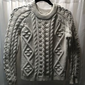 Anthropology chunky ivory knit sweater